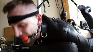 Ball-gagged sissy is fingered by a dirty mistress Elise Graves
