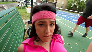 Erotic pickleball babe seduced and creampied by boy with fat cock
