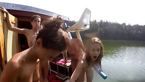 Slutty girls with fit bodies are having fun on a vacation