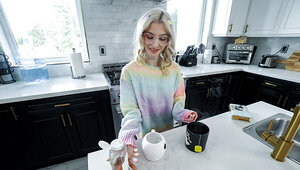 Petite blonde gets her pussy devoured by her step bro