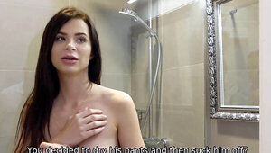 Porn hottie is going to treat her hubby right by cuking him