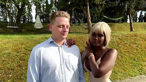 Big boobs black girl cucking this lame white loser