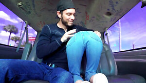 Tiny blonde does an anal ride of the BangBus to get to class