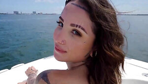 Inked girl cannot wait to take his dick on a boat too