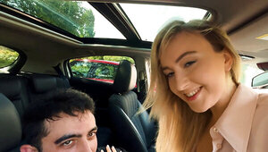 Skilled girl fucks her boyfriend before work in the car