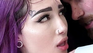 Cute inked Valerica Steele sucks and fucks a big cock