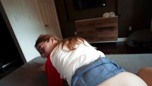 Cute babe is getting fucked in a doggystyle position