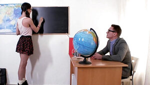 Kinky and nerdy student is fucked by the naughty prof