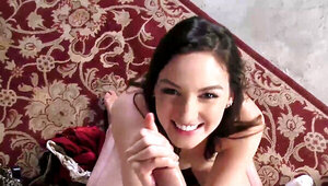 A couple of horny starlets sucking and jerking in POV