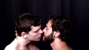 Tanned lad with an inked body getting a pale teen horny