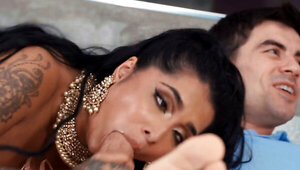 Two perfect mature babes share one huge cock in bed