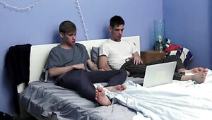 The DILF walks in and catches the stepsons masturbating