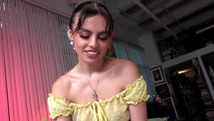 Cute brunette Angel Windell is ready to take on a BWC