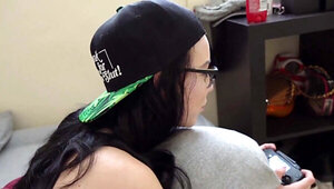Bambi Black is a cute stepsister who games and gets gaped