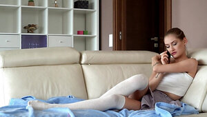 Tutor is going to spank her before he bangs her real hard