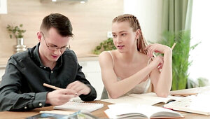 Tight girl decides to work with her bro's big boner