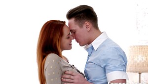 Pretty redhead is creampied by BF after intense fuck