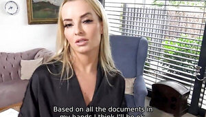 Leggy blonde with a hot body is going to screw hard