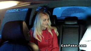 Shaved pussy Euro blonde in fake taxi