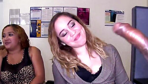 Mila Blaze is going to get off alongside other office hoes