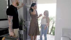 Freeuse action with a tight girl Haley Spades and big MILF