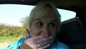 80 year old granny is hitchhiking and pays with a blowjob