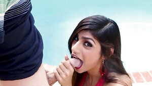 Busty Mia Khalifa takes a fat dick in her mouth and twat