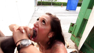 Stefania Mafra is having oral sex in a public place