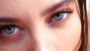 Lana Rhodes filmed in a close angle while giving a BJ
