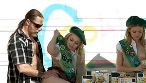 Girl scout babes give their ass if you buy cookies