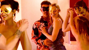 Masked costume party with MILFs, teens, and hot orgasms