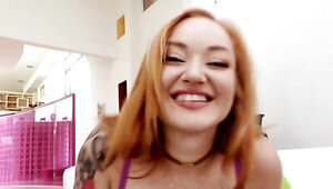 Redheaded girl wtih great feet thinks about hard cocks