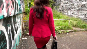 Polish mommy has to polish his cock in public today