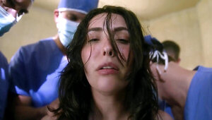 Pregnant girl is getting gangbanged by horny doctors