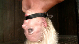 Two blondes are tied up and punished in a BDSM dungeon