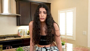 This brunette teen doesn't stand a chance against a huge cock