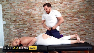 Colleen with playful eyes gets banged by masseur