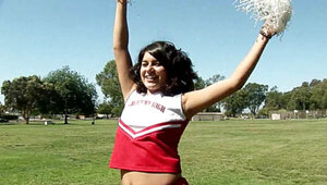 A really awesome cheerleader is fucking in the locker room