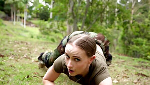 Army drills and pussy drilling for a redheaded gal