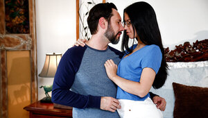Astonishing brunette Alex Coal sucks a hard cock and gets fucked
