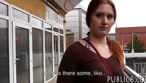 Fat hooters Czech chick pounded in bus stop for some money