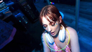 Curvy redhead babes gets an intense orgasm in the club