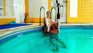 Petite horny wife craves creampie in vagina by fucking at pool