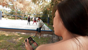 Sami Parker pulls her white panties down to get smashed