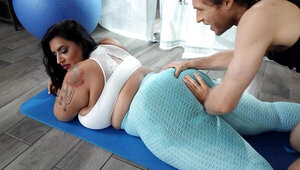 Enormous Latina fell in love with her hot yoga teacher