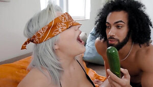 Boyfriend's dick tastes better than veggies for lustful blonde