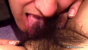 Hairy Muff Teen Gets Licked