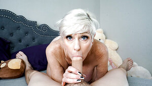 Horny granny gets a sweet taste of much younger cock