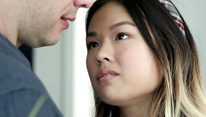 Petite Asian schoolgirl fucked by her middle aged stepbro