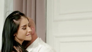 Brunette with a sexy body decides to get him right off